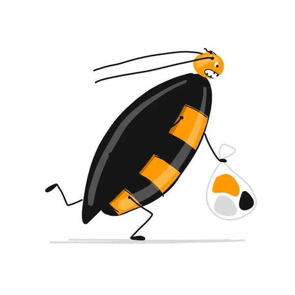 Funny cockroach for your design — Stock Vector