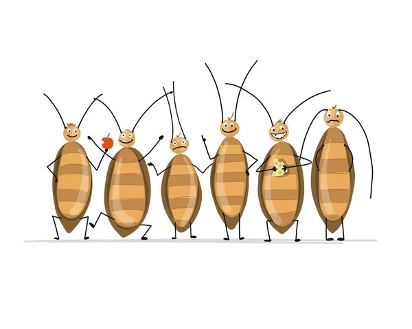 Funny cockroaches for your design — Stock Vector