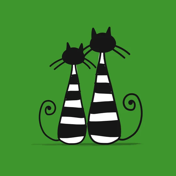 Pareja de gatos a rayas, boceto para tu diseño — Archivo Imágenes Vectoriales