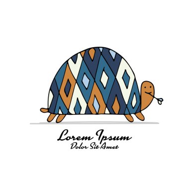 Komik kaplumbağa, tasarımınız için kroki