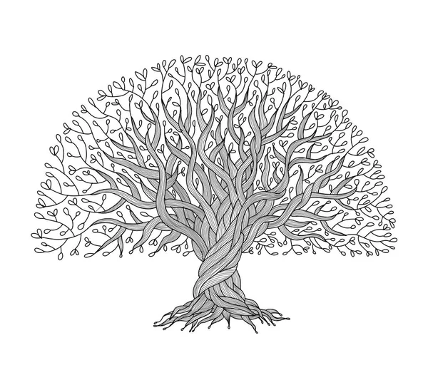 Grand arbre avec des racines pour votre conception — Image vectorielle