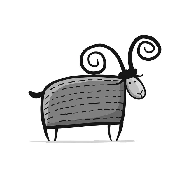 Lustige Ziege, einfache Skizze für Ihr Design — Stockvektor