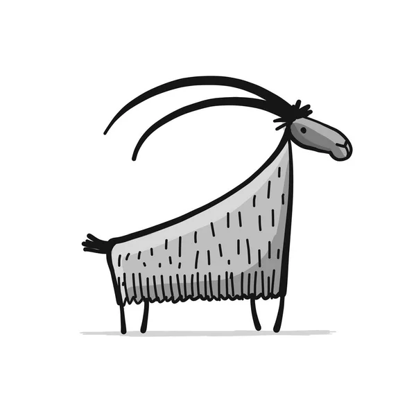 Funny goat, simple sketch for your design — Stock Vector