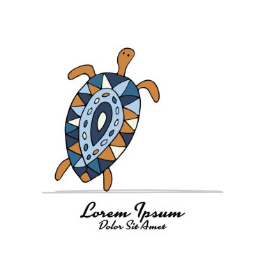 Komik dans eden kaplumbağa, tasarımınız için kroki