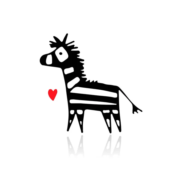 Croquis Zebra pour votre design — Image vectorielle