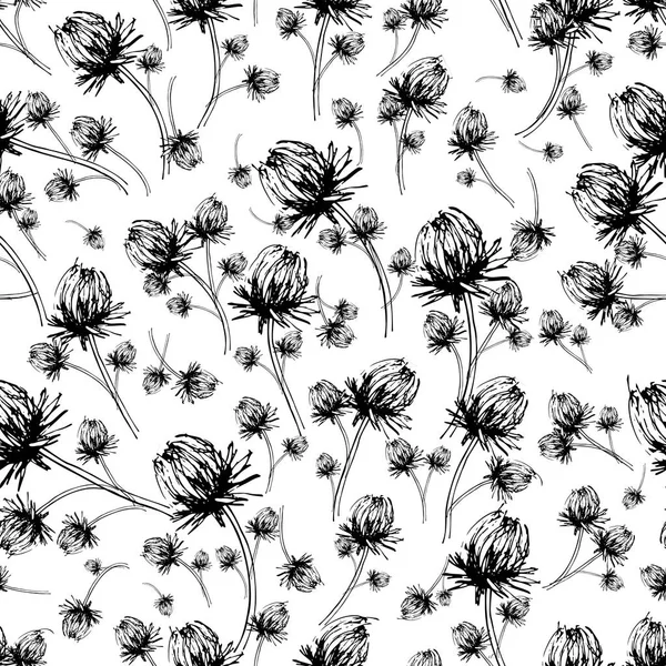Květinové bezešvé vzor, skica pro váš design — Stockový vektor