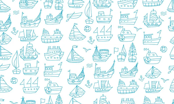 Søte små skip, sømløst mønster for designet ditt – stockvektor