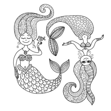 Tasarımınız için sevimli Deniz kızları