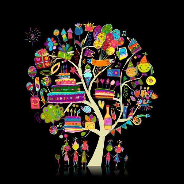 Birthday party tree for your design — Stock Vector