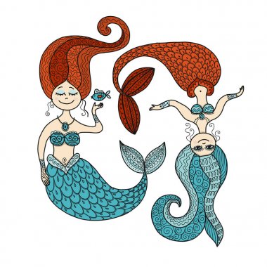 Tasarımınız için sevimli Deniz kızları