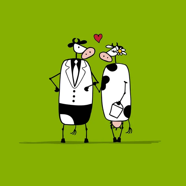 Taureau et vache, croquis pour votre design — Image vectorielle