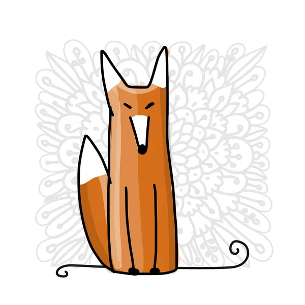 Lindo zorro rojo, boceto para su diseño — Archivo Imágenes Vectoriales