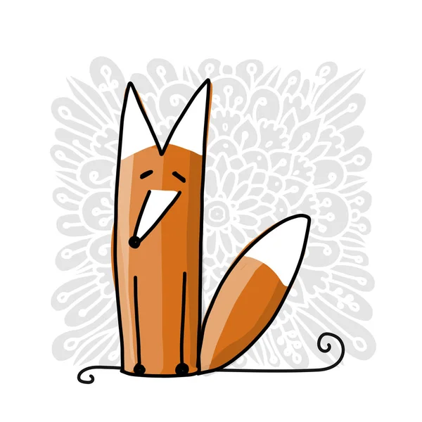 Cute red fox, sketch for your design — Stock Vector