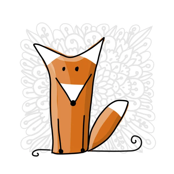 Cute red fox, sketch for your design — Stock Vector