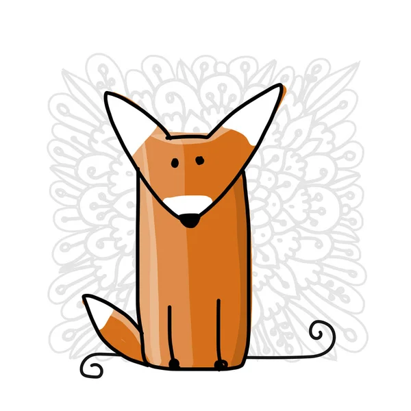 Lindo zorro rojo, boceto para su diseño — Vector de stock