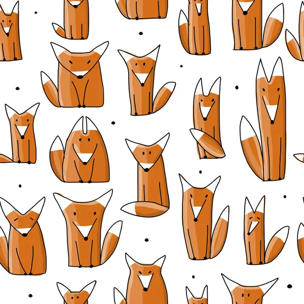 Funny foxes, seamless pattern for your design — Stock Vector