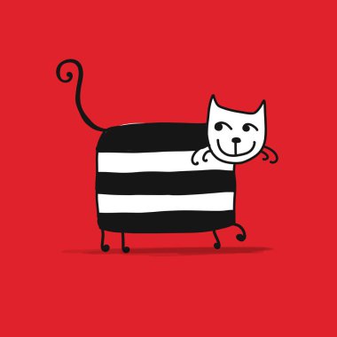 Şirin çizgili kedi, tasarımınız için kroki