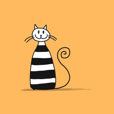 Şirin çizgili kedi, tasarımınız için kroki