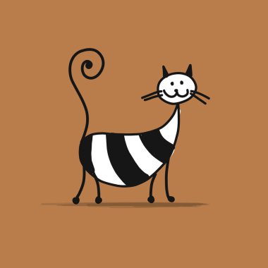 Şirin çizgili kedi, tasarımınız için kroki