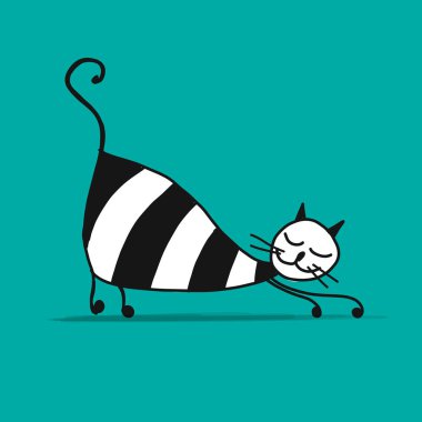 Şirin çizgili kedi, tasarımınız için kroki