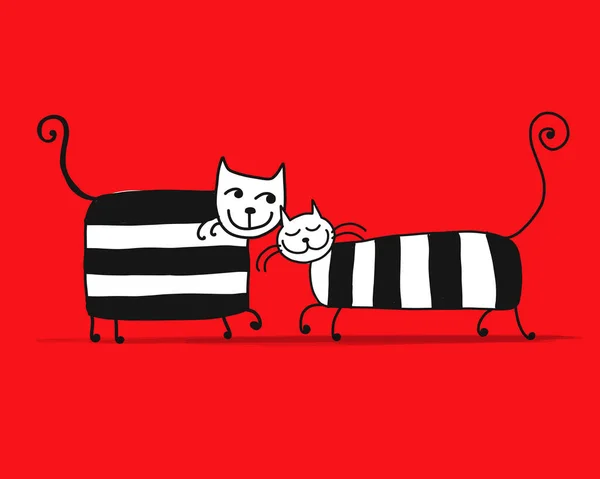 Pareja de gatos a rayas, boceto para tu diseño — Archivo Imágenes Vectoriales