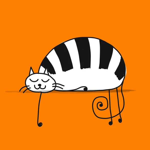 可爱熟睡中的猫，为您设计素描 — 图库矢量图片