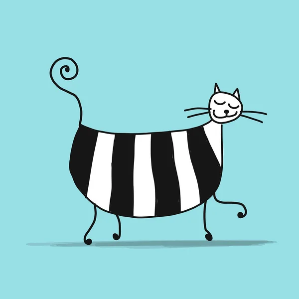妊娠中のかわいい猫、あなたの設計のためのスケッチ — ストックベクタ