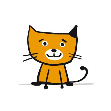 Komik kedi yavrusu, tasarımınız için kroki