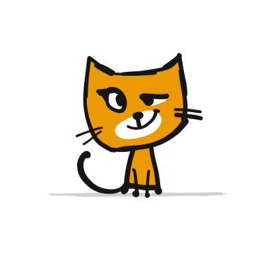 Komik kedi yavrusu, tasarımınız için kroki