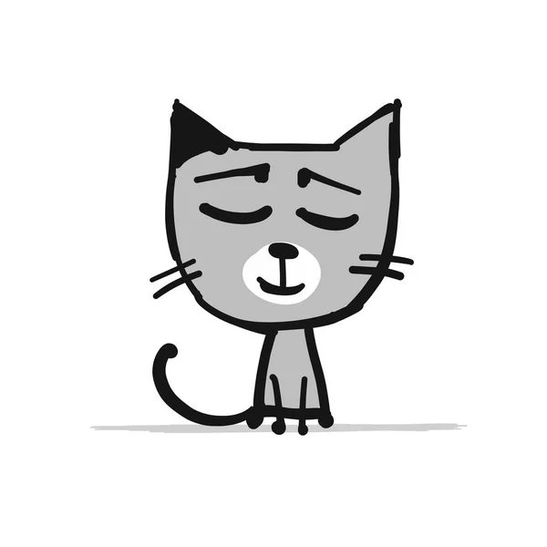 Funny kitten, sketch for your design — Stock Vector