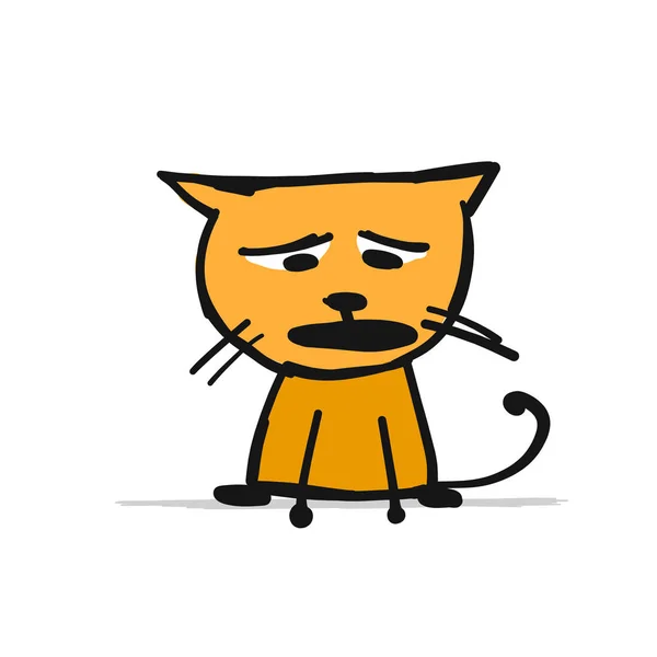Funny kitten, sketch for your design — Stock Vector