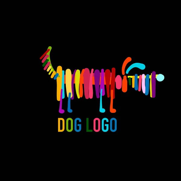 Perro divertido, logotipo colorido para su diseño — Archivo Imágenes Vectoriales