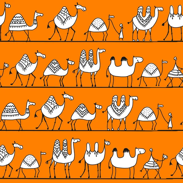 Caravane de chameaux, motif sans couture pour votre conception — Image vectorielle