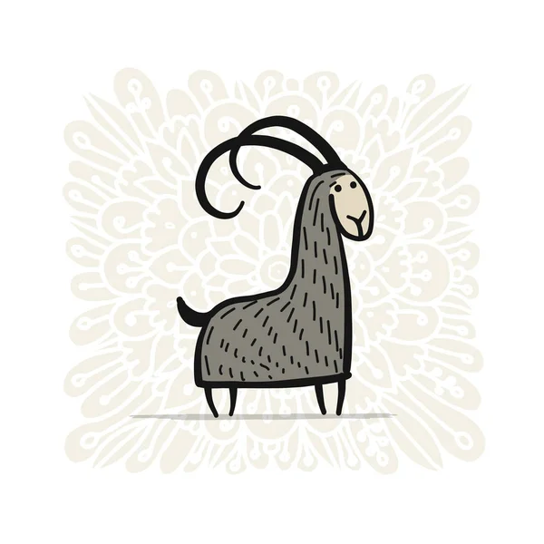 面白いヤギ、あなたの設計のための簡単なスケッチ — ストックベクタ