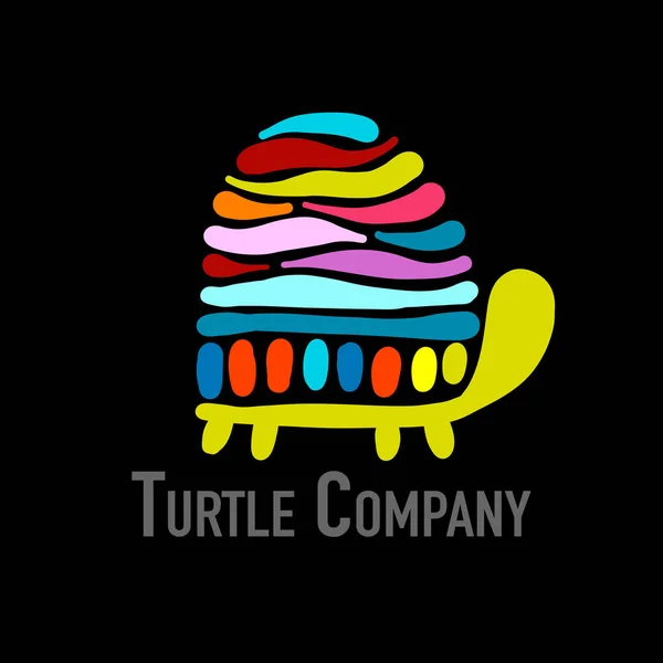 Logo colorido de tortuga, silueta negra para su diseño — Archivo Imágenes Vectoriales