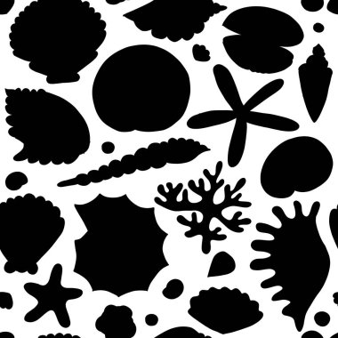 Deniz seamless modeli, tasarımınız için süslü deniz kabuklarını