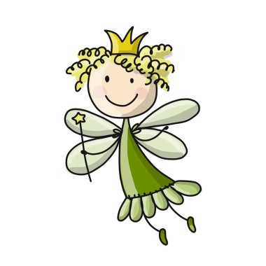 Sevimli küçük peri, tasarımınız için kroki