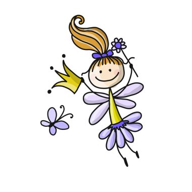 Sevimli küçük peri, tasarımınız için kroki