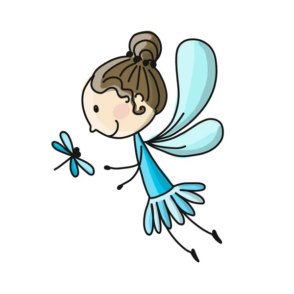 Cute little fairy, sketch for your design — Stock Vector