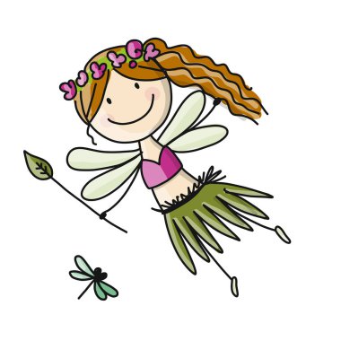 Sevimli küçük peri, tasarımınız için kroki