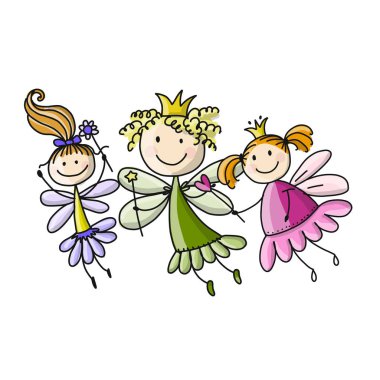 Sevimli küçük periler, tasarımlarınız için kroki