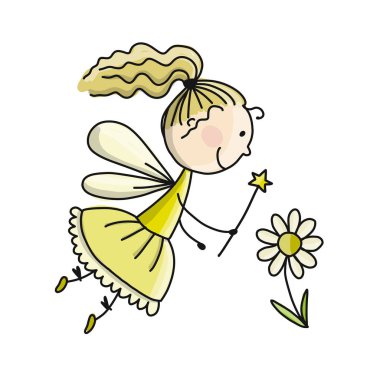 Sevimli küçük peri, tasarımınız için kroki