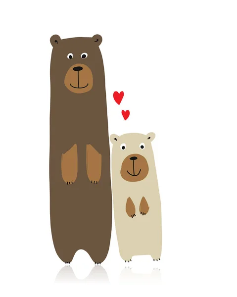 Famille d'ours drôles, croquis pour votre design — Image vectorielle