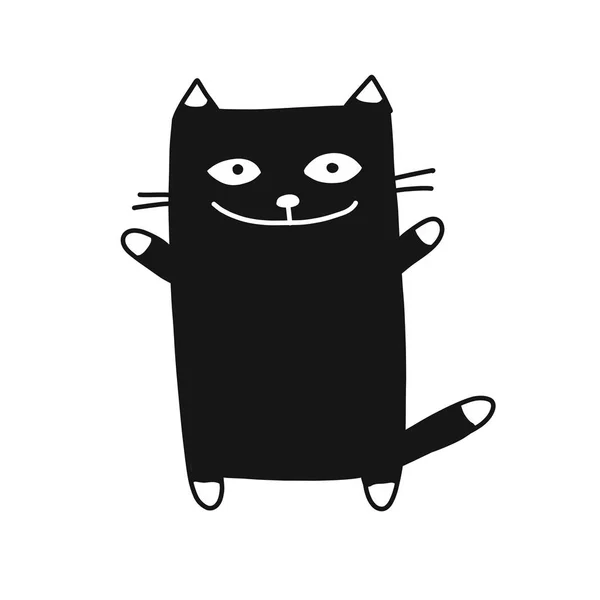 Lindo gato silueta, boceto para su diseño — Vector de stock