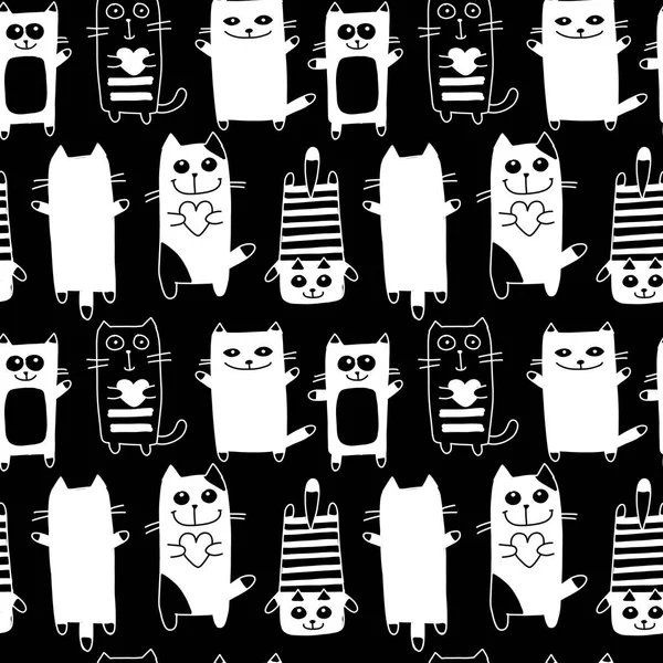 Lustige Katzen, nahtloses Muster für Ihr Design — Stockvektor