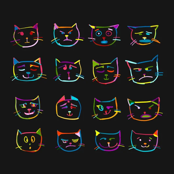 Kočičí tváře, Skica pro návrh — Stockový vektor