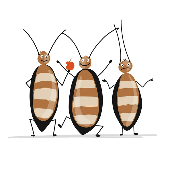 Funny cockroaches for your design — Stock Vector