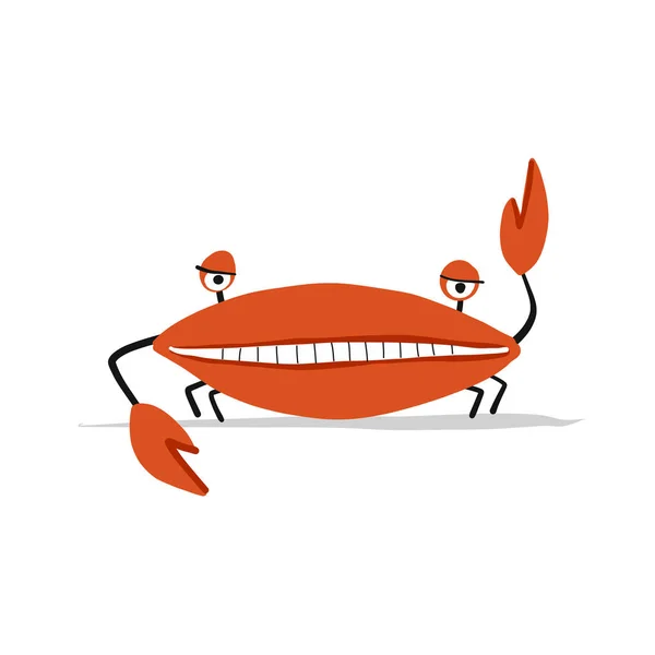 Funny crab, sketch for your design — Stock Vector