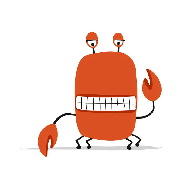 Rolig krabba, skiss för din design — Stock vektor
