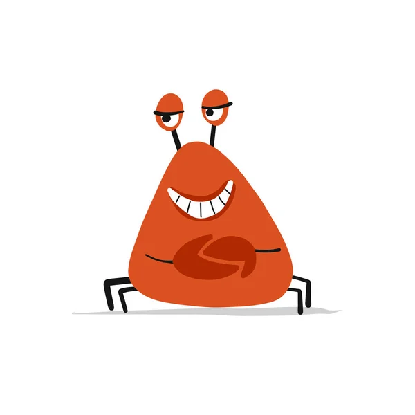 Funny crab, sketch for your design — Stock Vector